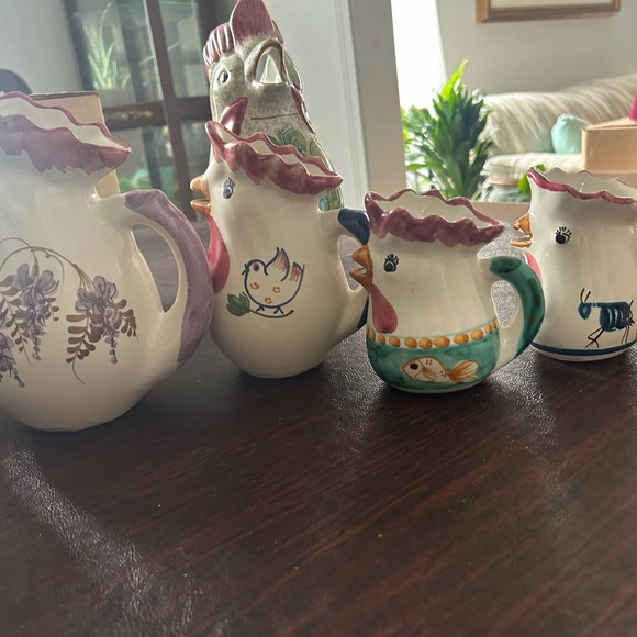 Colorful Ceramic Art Chicken Pitchers Collection with Floral Designs